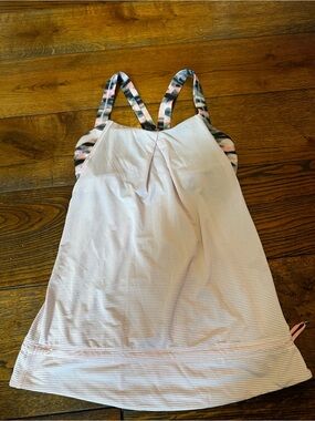 lululemon athletica Light Pink Striped Athletic Skirt with Printed Waistband